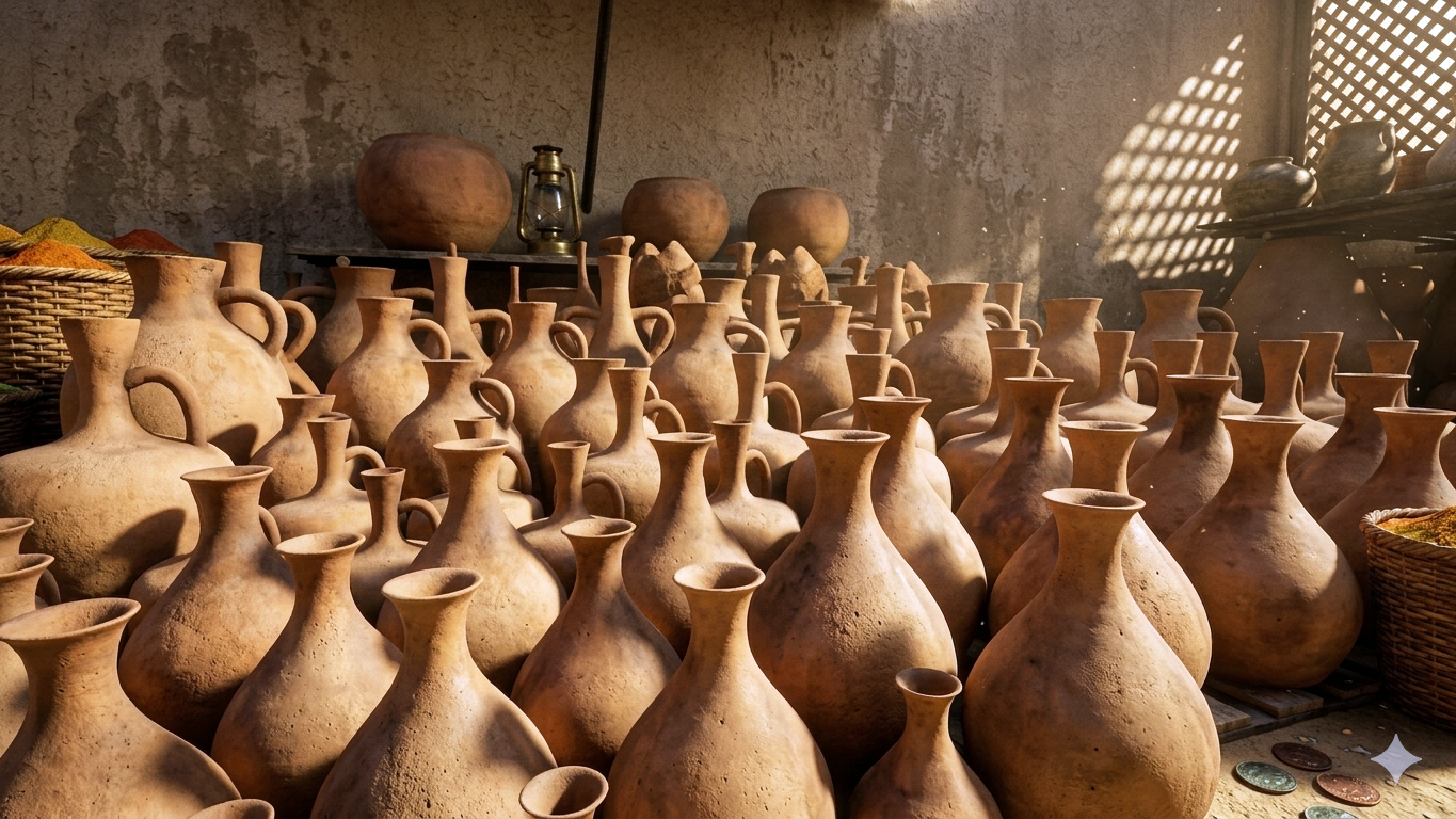 Market Alley — pottery closeup