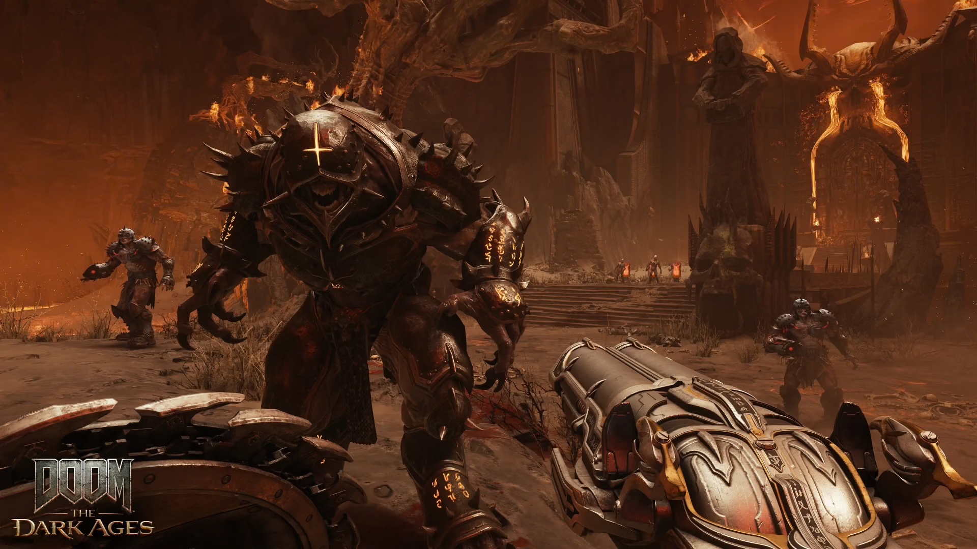 DOOM: The Dark Ages — intense close-range combat demonstrating the game's aggressive momentum and rhythm