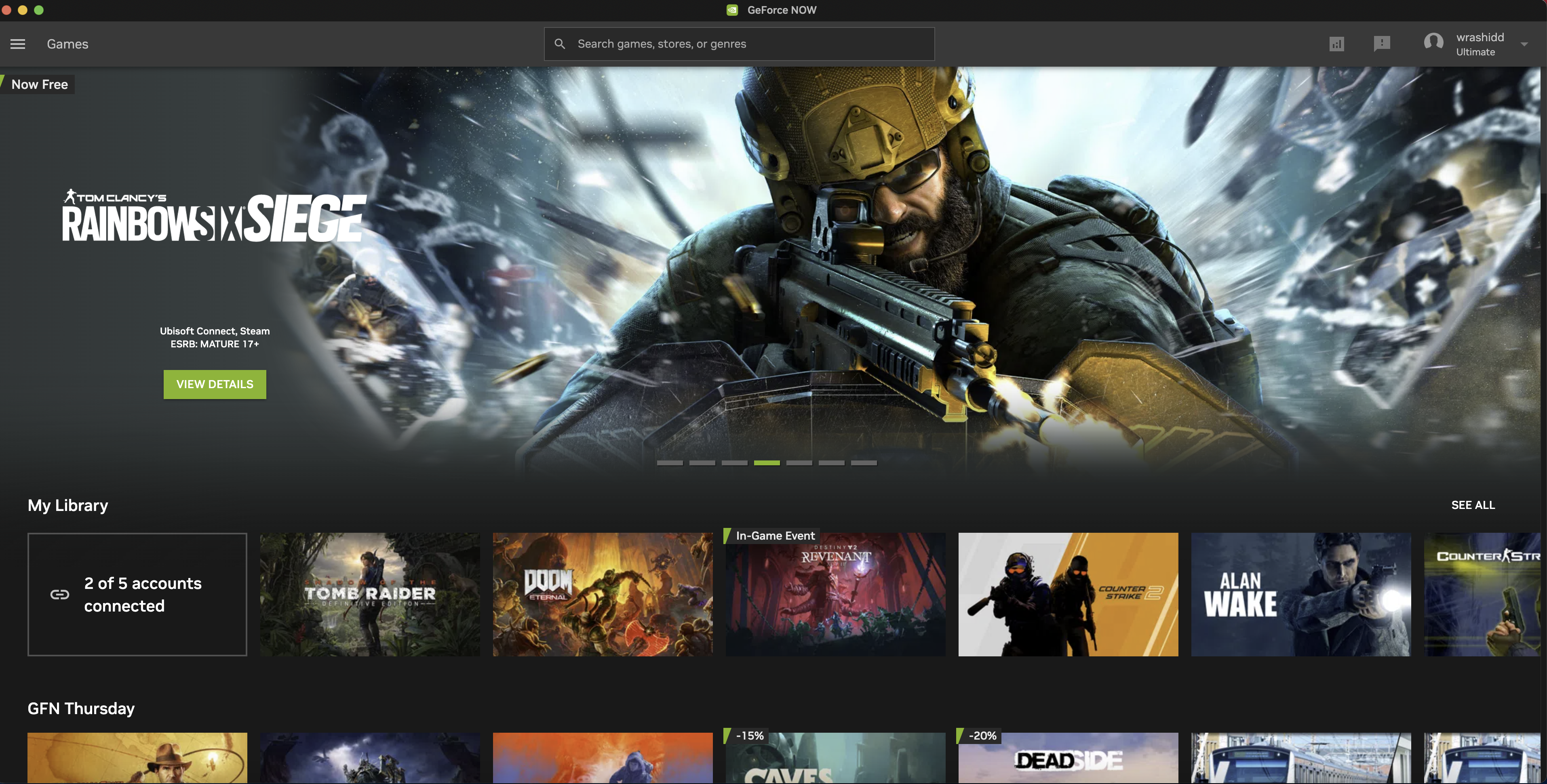 GeForce Now menu