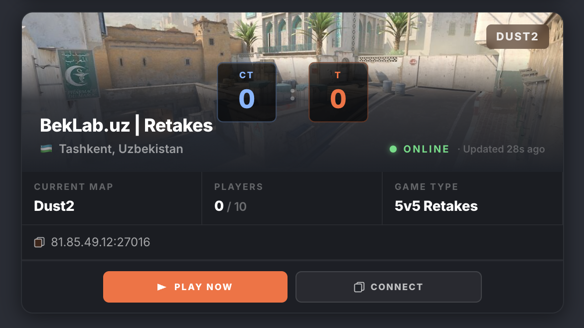 Bek Lab CS2 — Mansion Server