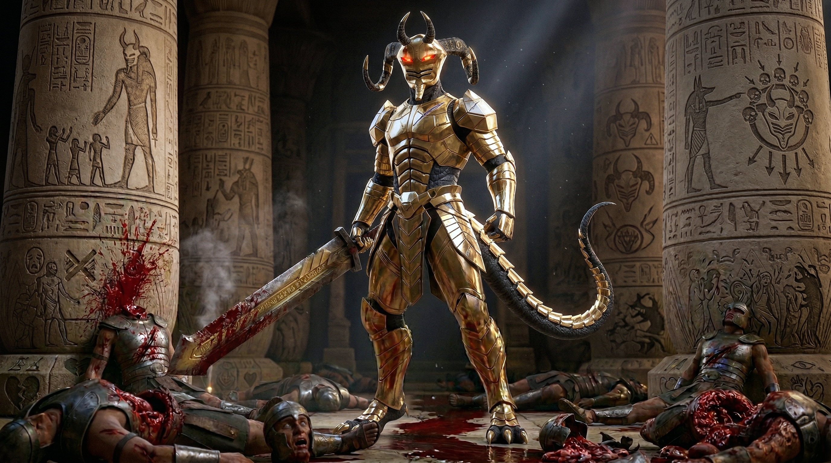 Tiefling — Nano Banana battle scene