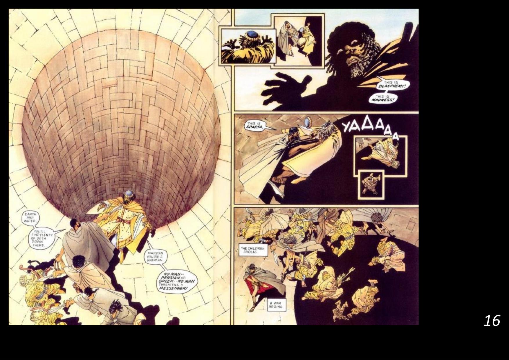 300 — This is Sparta! Leonidas kicks the Persian messenger